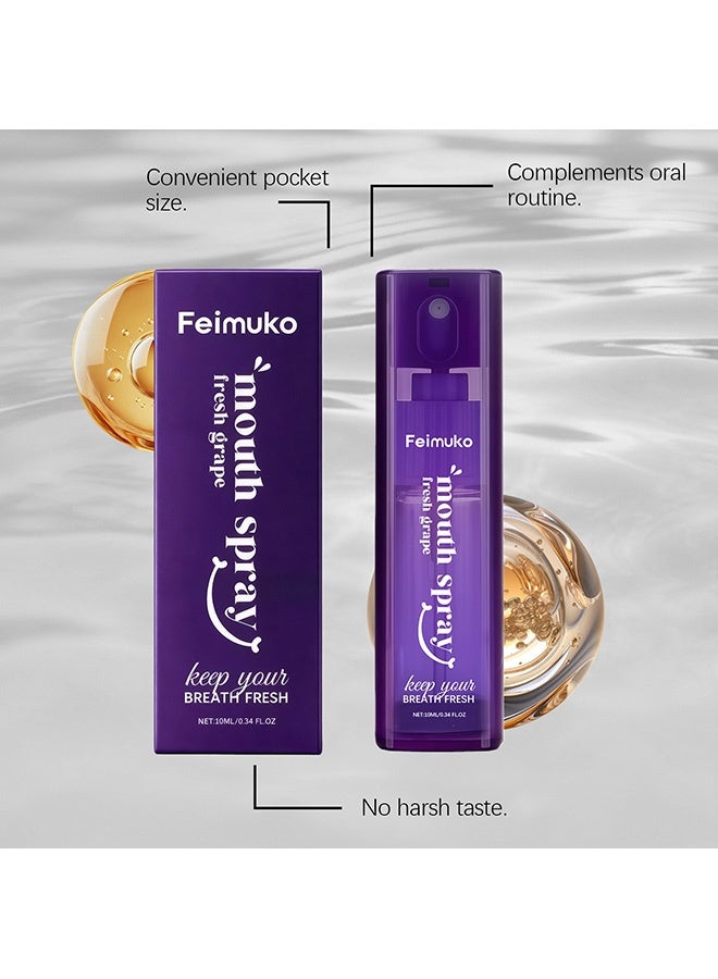 Feimuko Grape Refresh Oral Spray - Gentle formula for caring for teeth and oral hygiene. Clean and refreshing. Portable size - 10ml - Image 4